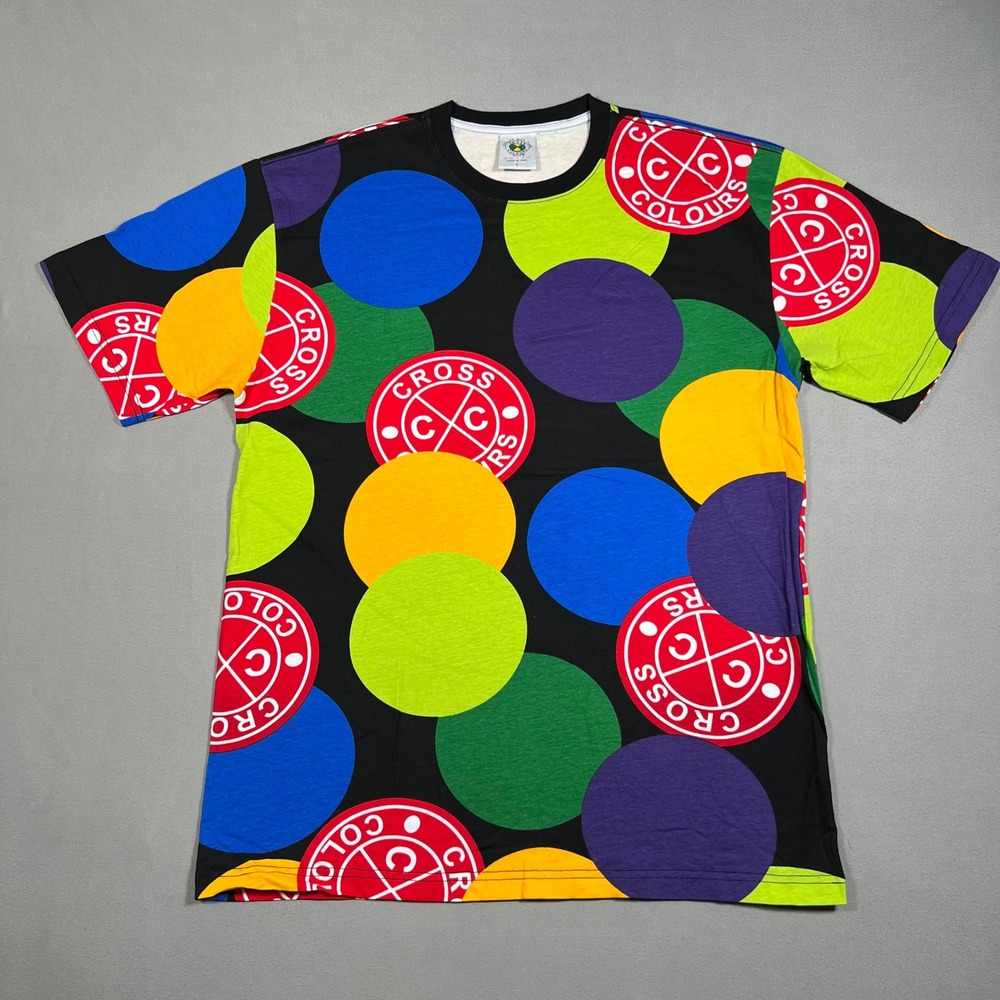 Cross Colours Mens Large All Over Print Color Dots Posse Multicolored 90s Style